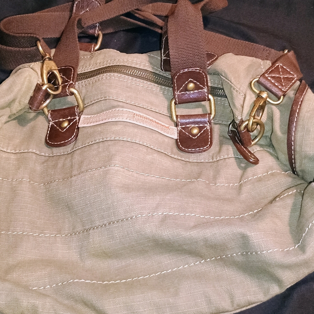 Fossil Army Green Denim Hobo Sack